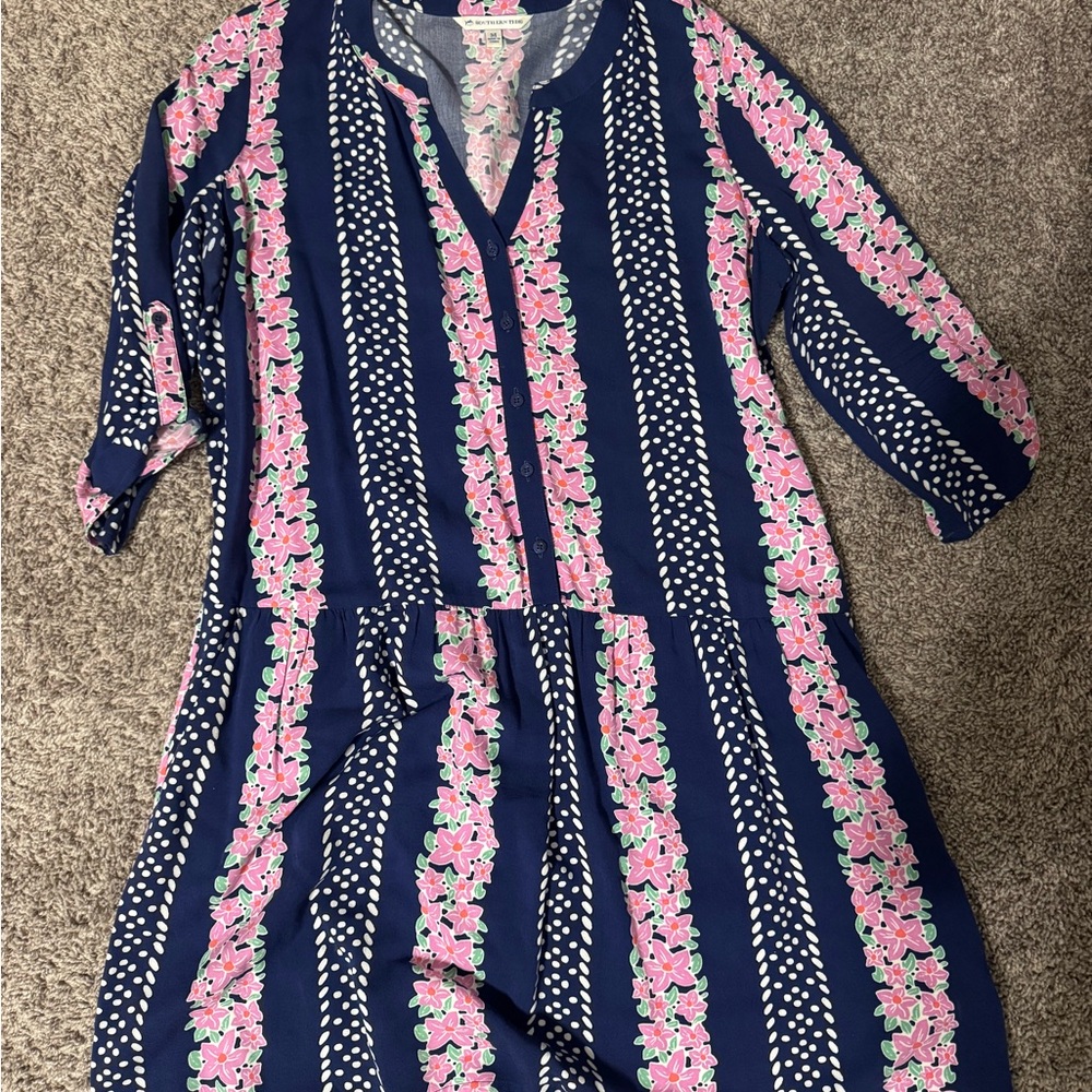 Southern Tide Navy Floral Blouse